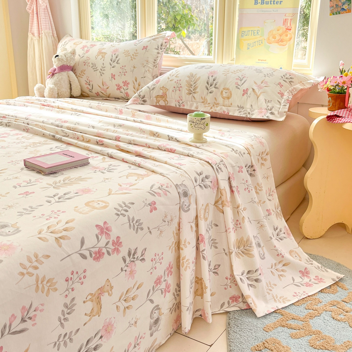 91家纺网 家纺一手货源 找家纺 莱通家纺 2026春夏新款全棉12868印花四件套单品系列-单床单 自然手记