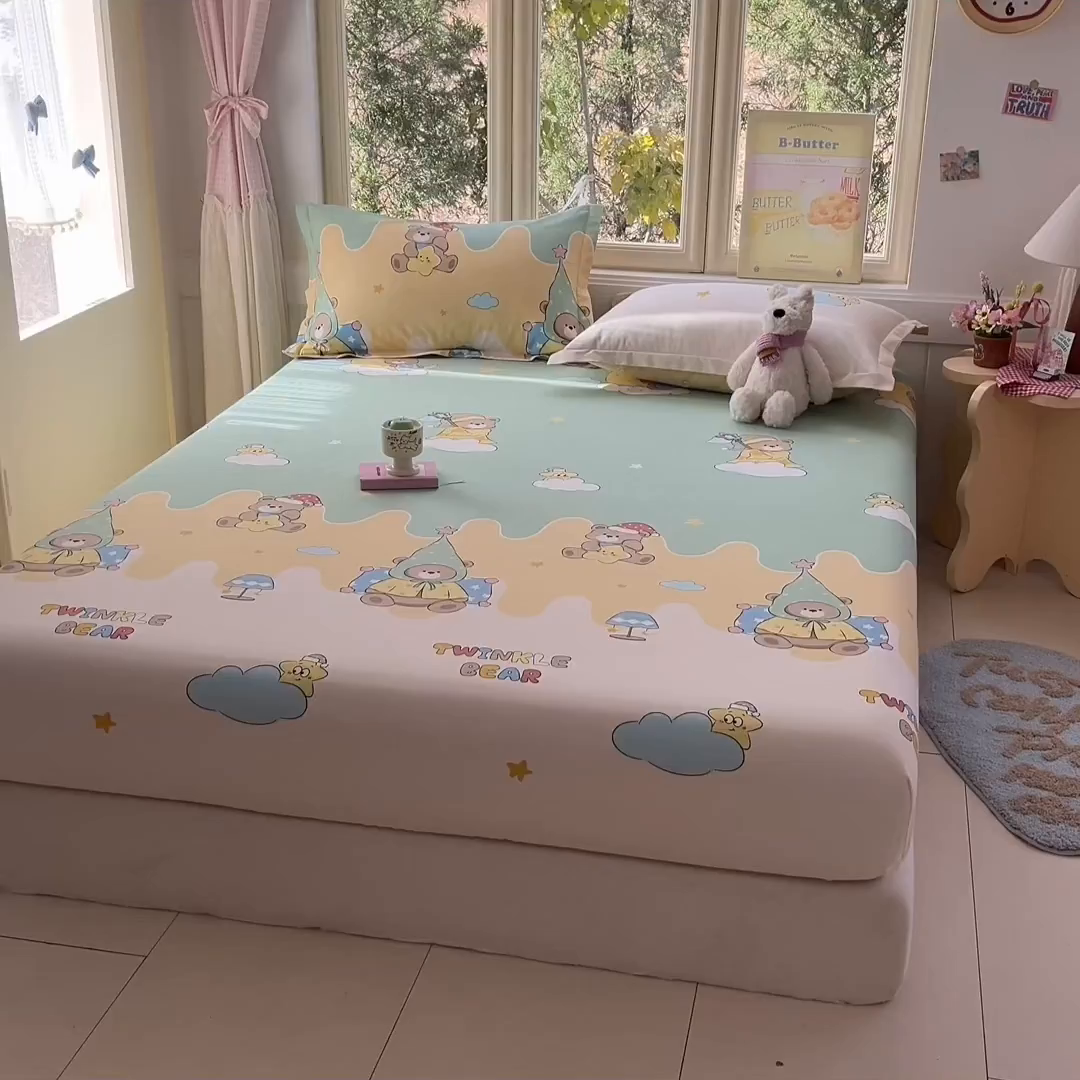 91家纺网 家纺一手货源 找家纺 （总）莱通家纺 2026春夏新款全棉12868印花四件套单品系列-单床笠