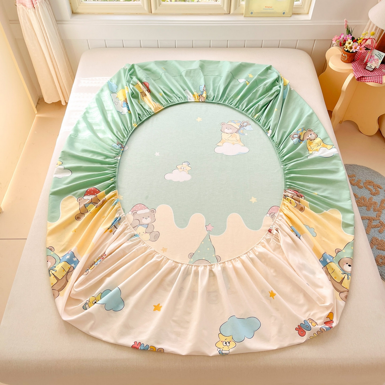 91家纺网 家纺一手货源 找家纺 （总）莱通家纺 2026春夏新款全棉12868印花四件套单品系列-单床笠