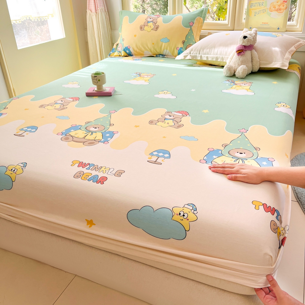 91家纺网 家纺一手货源 找家纺 （总）莱通家纺 2026春夏新款全棉12868印花四件套单品系列-单床笠