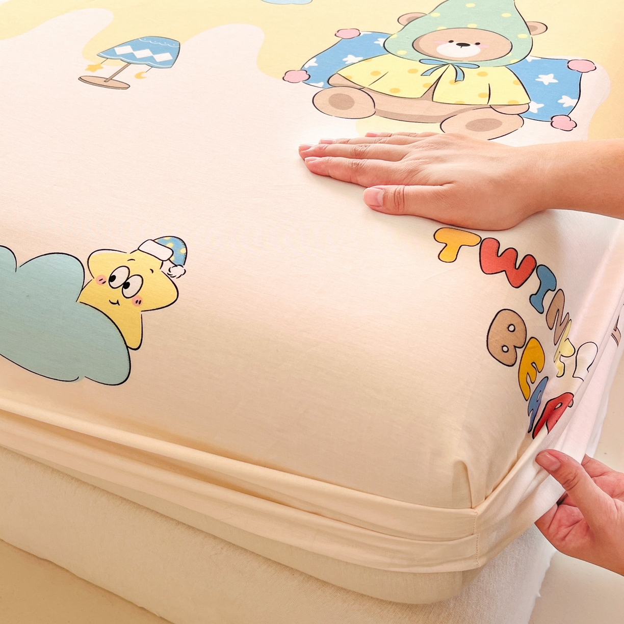 91家纺网 家纺一手货源 找家纺 （总）莱通家纺 2026春夏新款全棉12868印花四件套单品系列-单床笠