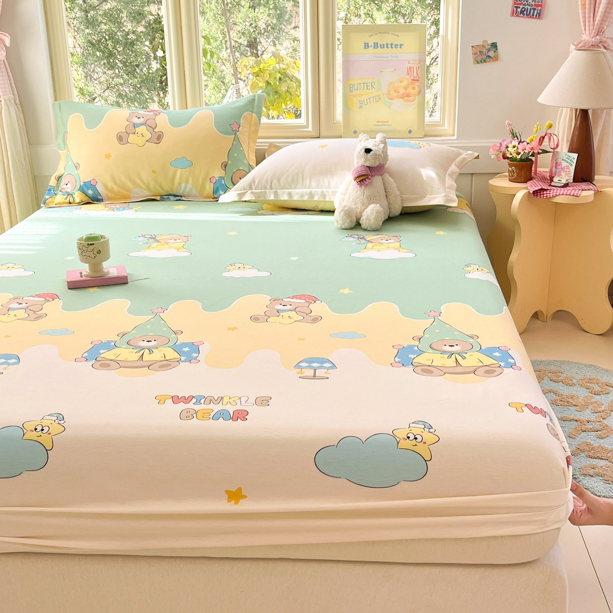 91家纺网 家纺一手货源 找家纺 （总）莱通家纺 2026春夏新款全棉12868印花四件套单品系列-单床笠