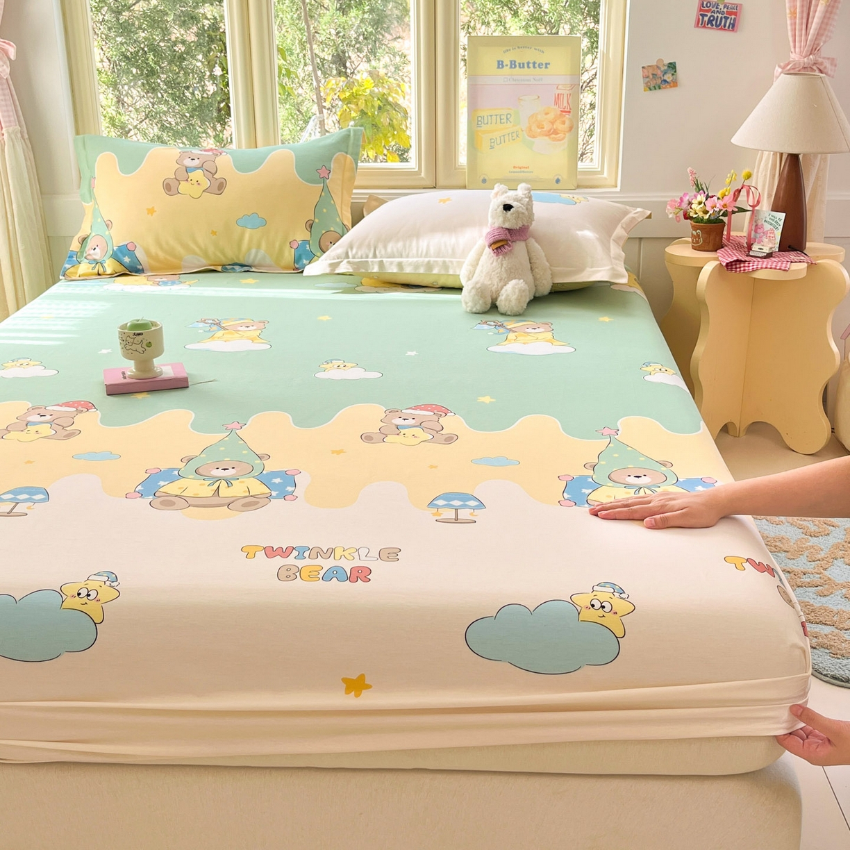 91家纺网 家纺一手货源 找家纺 （总）莱通家纺 2026春夏新款全棉12868印花四件套单品系列-单床笠