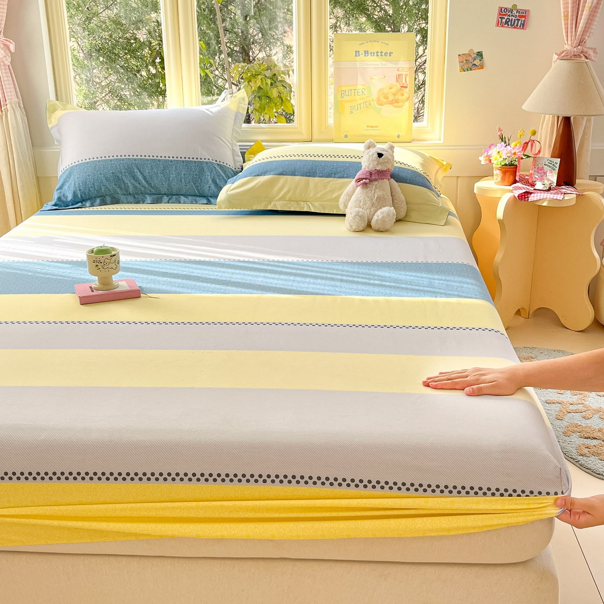 91家纺网 家纺一手货源 找家纺 （总）莱通家纺 2026春夏新款全棉12868印花四件套单品系列-单床笠