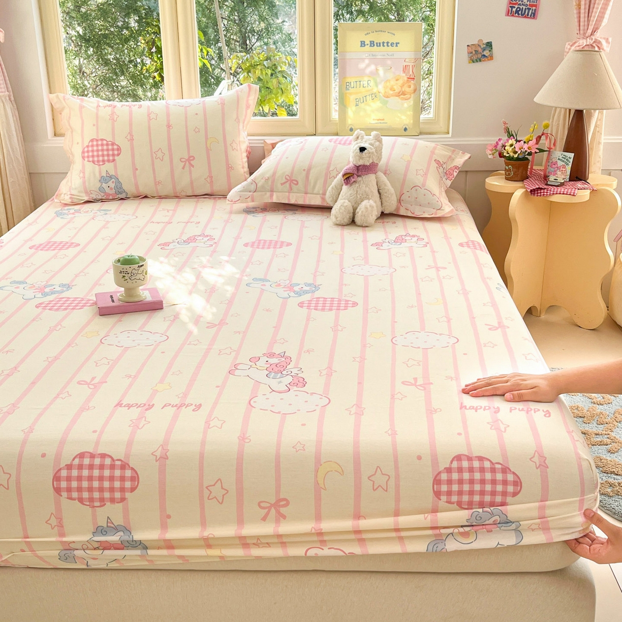 91家纺网 家纺一手货源 找家纺 （总）莱通家纺 2026春夏新款全棉12868印花四件套单品系列-单床笠