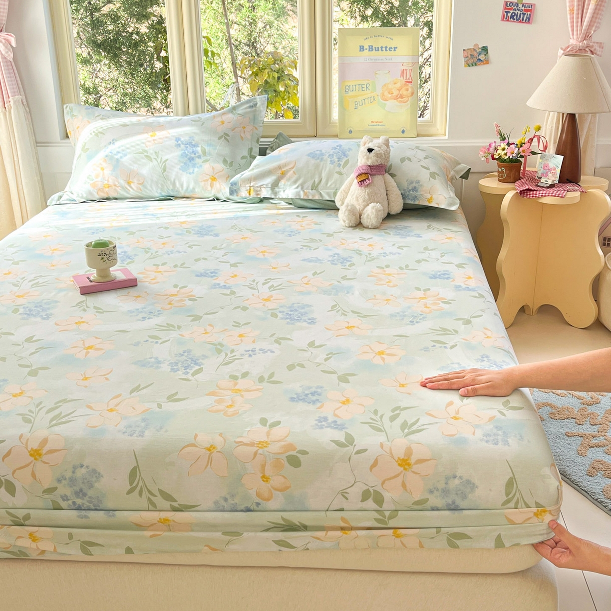 91家纺网 家纺一手货源 找家纺 （总）莱通家纺 2026春夏新款全棉12868印花四件套单品系列-单床笠