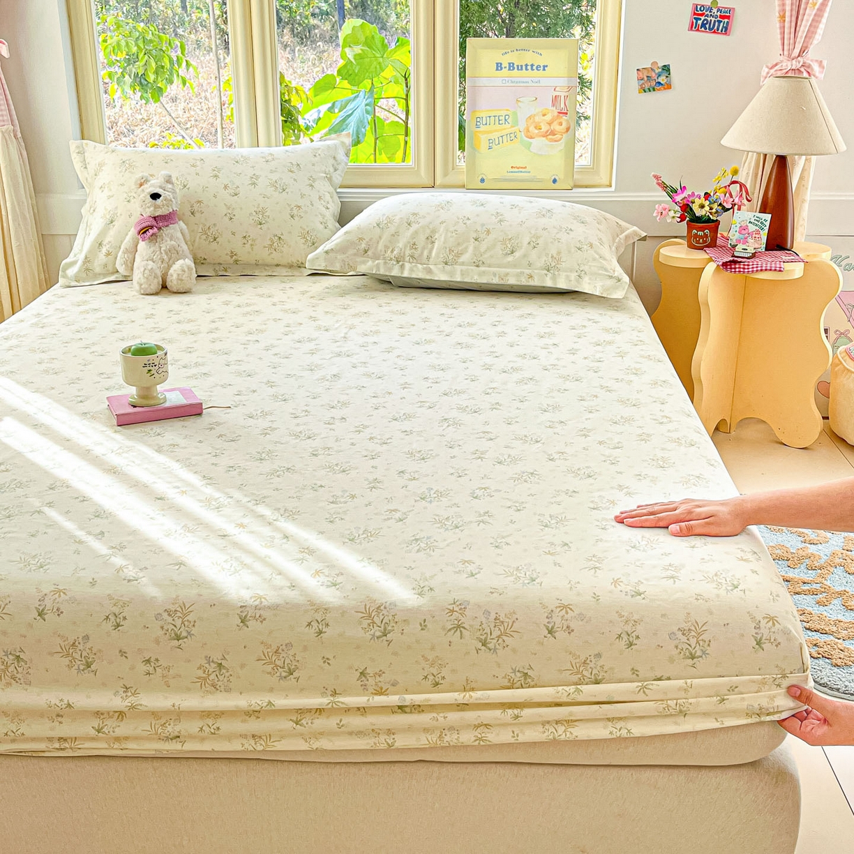 91家纺网 家纺一手货源 找家纺 （总）莱通家纺 2026春夏新款全棉12868印花四件套单品系列-单床笠