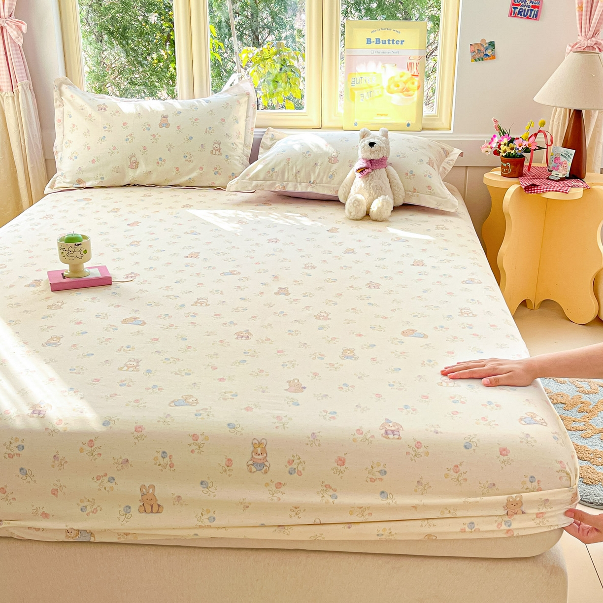 91家纺网 家纺一手货源 找家纺 莱通家纺 2026春夏新款全棉12868印花四件套单品系列-单床笠 浪花轻歌