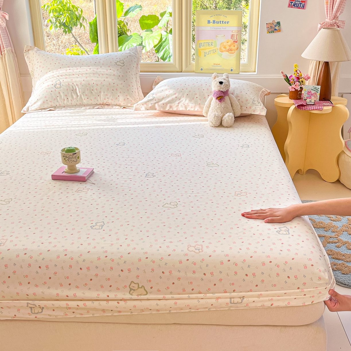 91家纺网 家纺一手货源 找家纺 （总）莱通家纺 2026春夏新款全棉12868印花四件套单品系列-单床笠