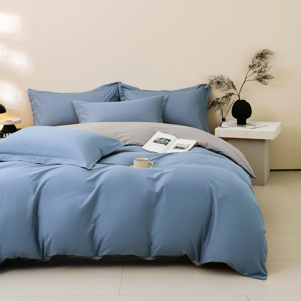 91家纺网 家纺一手货源 找家纺 （总）小懒猪 2026新款13372A类双拼纯色全棉纯棉四件套