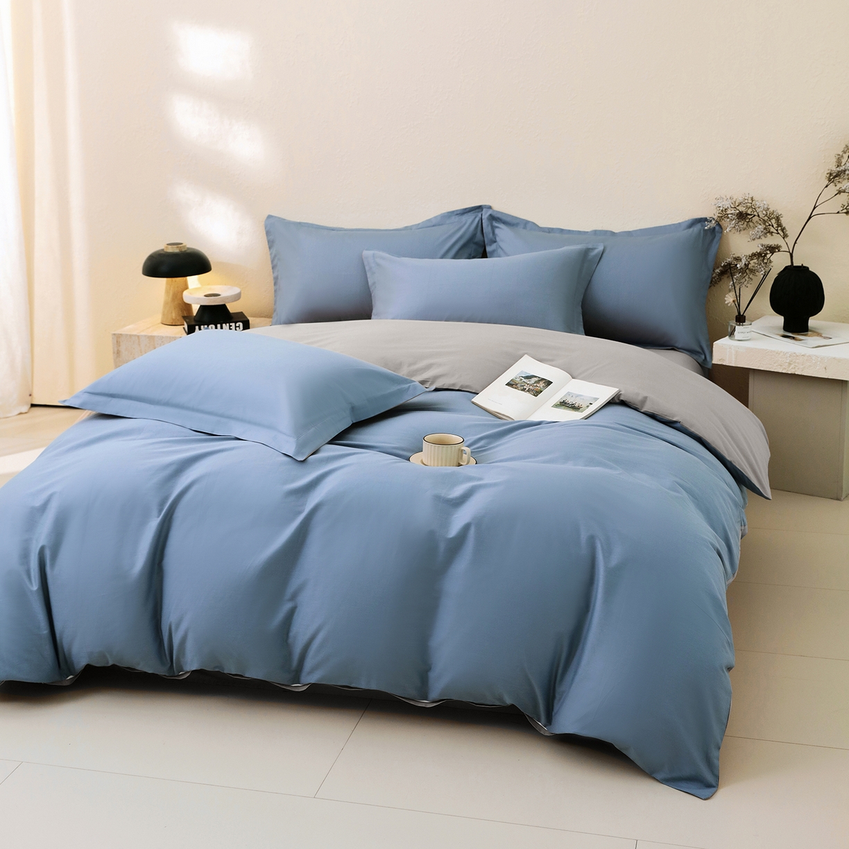 91家纺网 家纺一手货源 找家纺 （总）小懒猪 2026新款13372A类双拼纯色全棉纯棉四件套