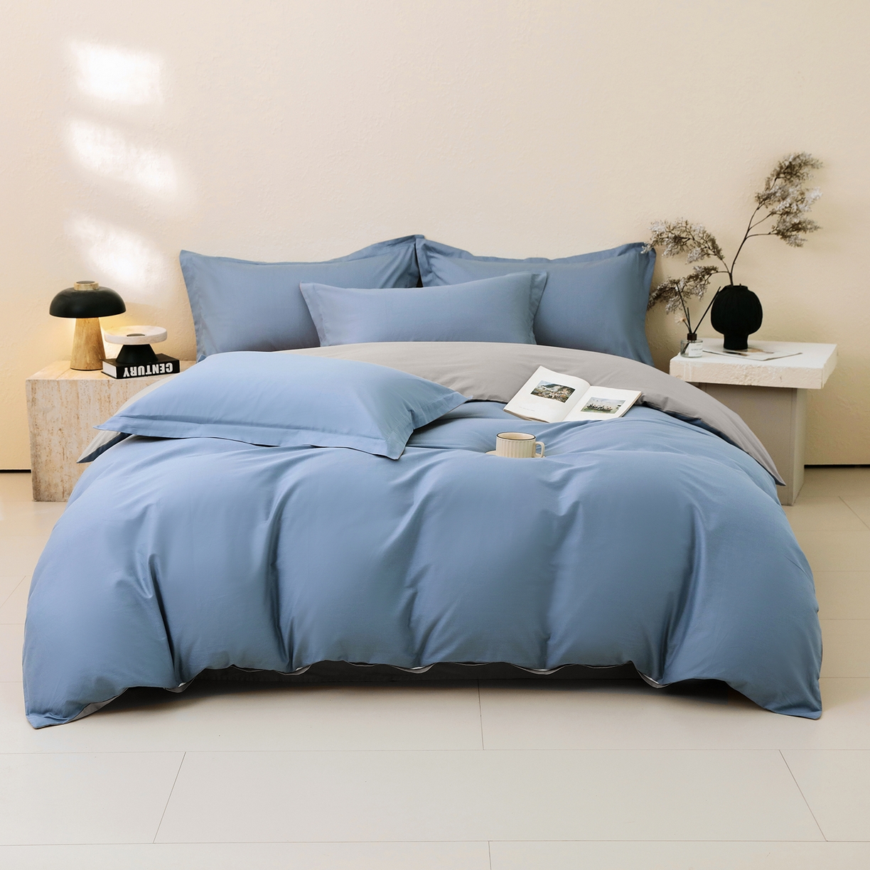 91家纺网 家纺一手货源 找家纺 （总）小懒猪 2026新款13372A类双拼纯色全棉纯棉四件套