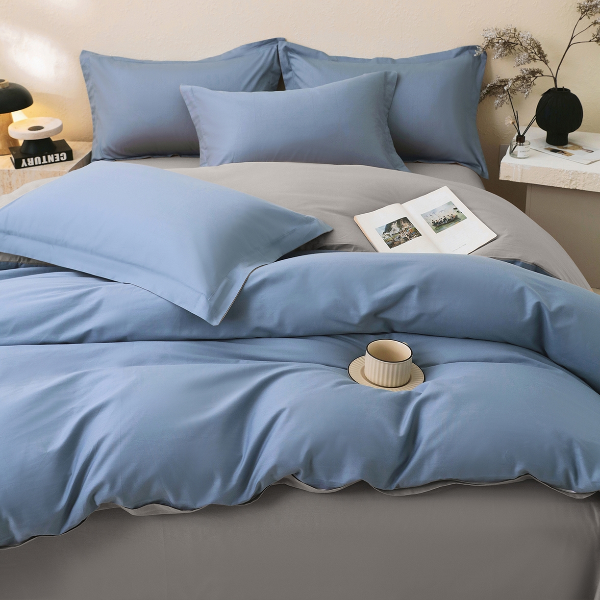 91家纺网 家纺一手货源 找家纺 （总）小懒猪 2026新款13372A类双拼纯色全棉纯棉四件套