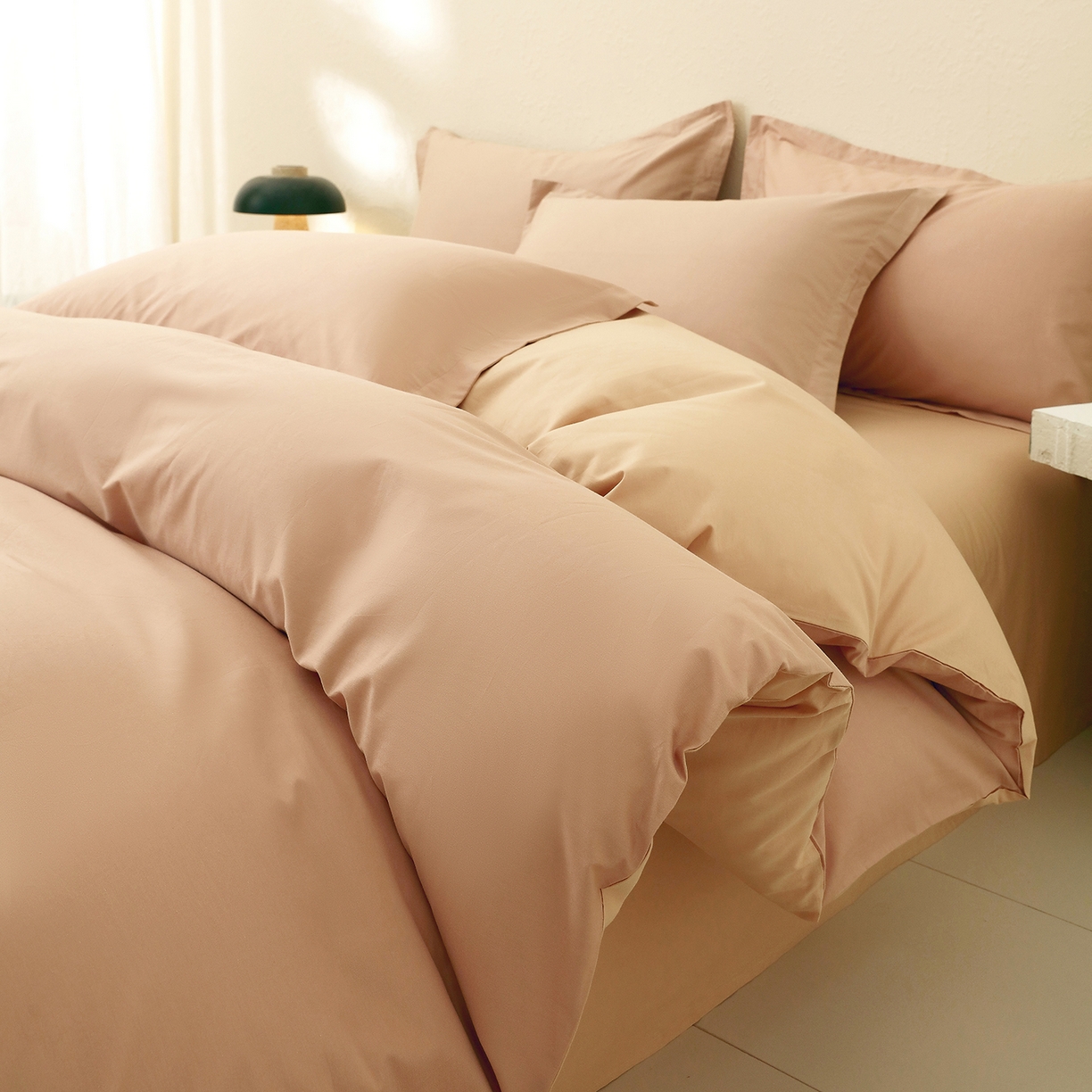 小懒猪 2026新款13372A类双拼纯色全棉纯棉四件套 茶棕-奇遇金