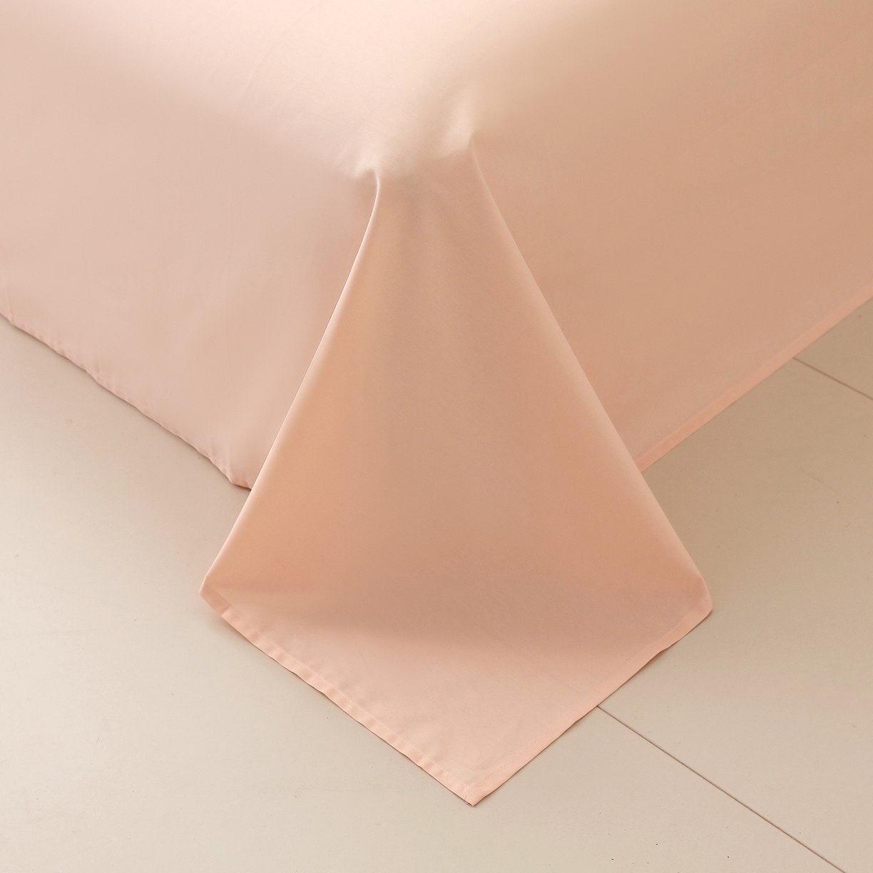 91家纺网 家纺一手货源 找家纺 小懒猪 2026新款13372A类双拼纯色全棉纯棉四件套 蜜豆粉-白桃粉