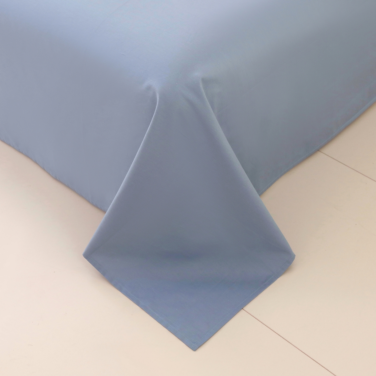 91家纺网 家纺一手货源 找家纺 小懒猪 2026新款13372A类双拼纯色全棉纯棉四件套 奶昔白-莱茵蓝