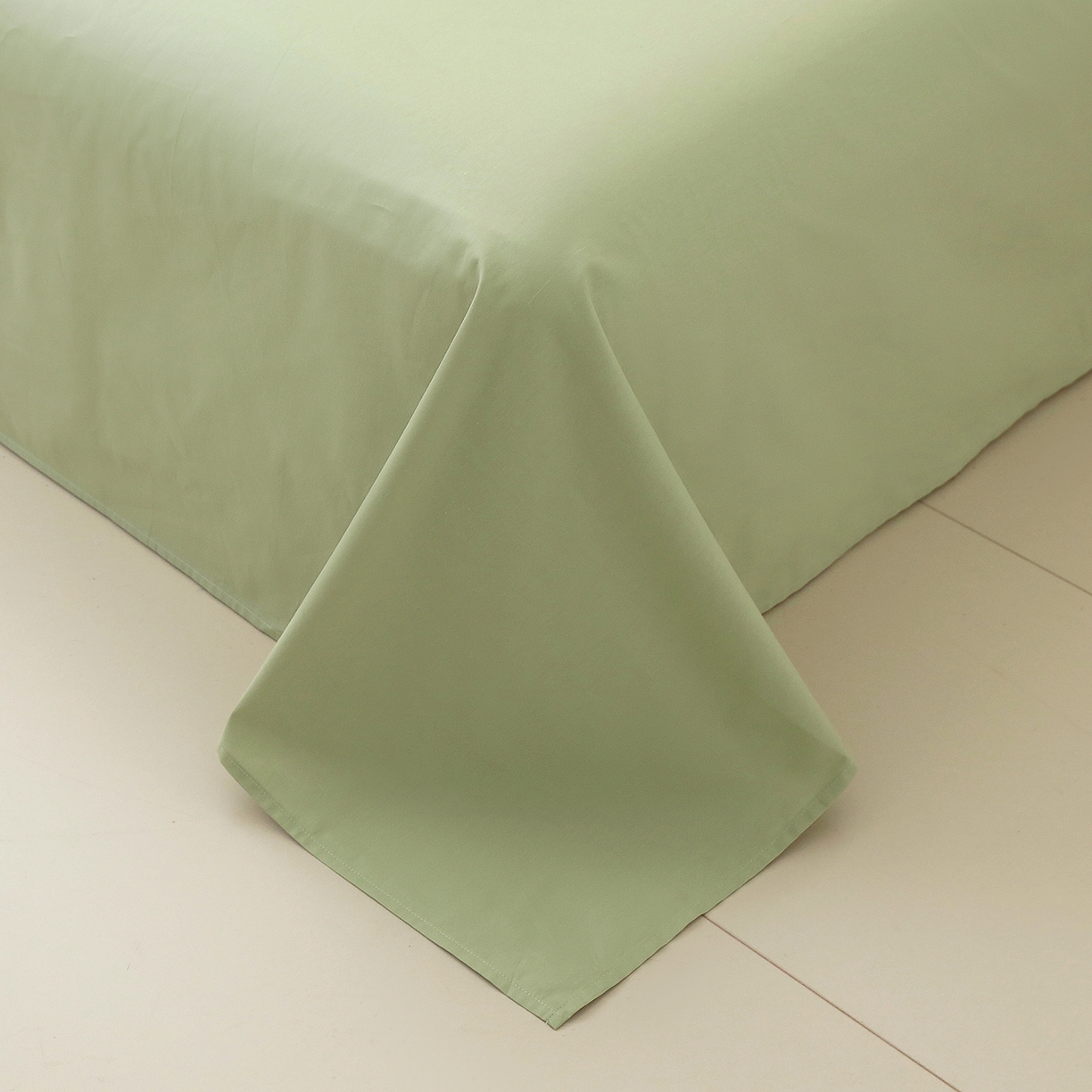 91家纺网 家纺一手货源 找家纺 小懒猪 2026新款13372A类双拼纯色全棉纯棉四件套 奶昔白-清风绿