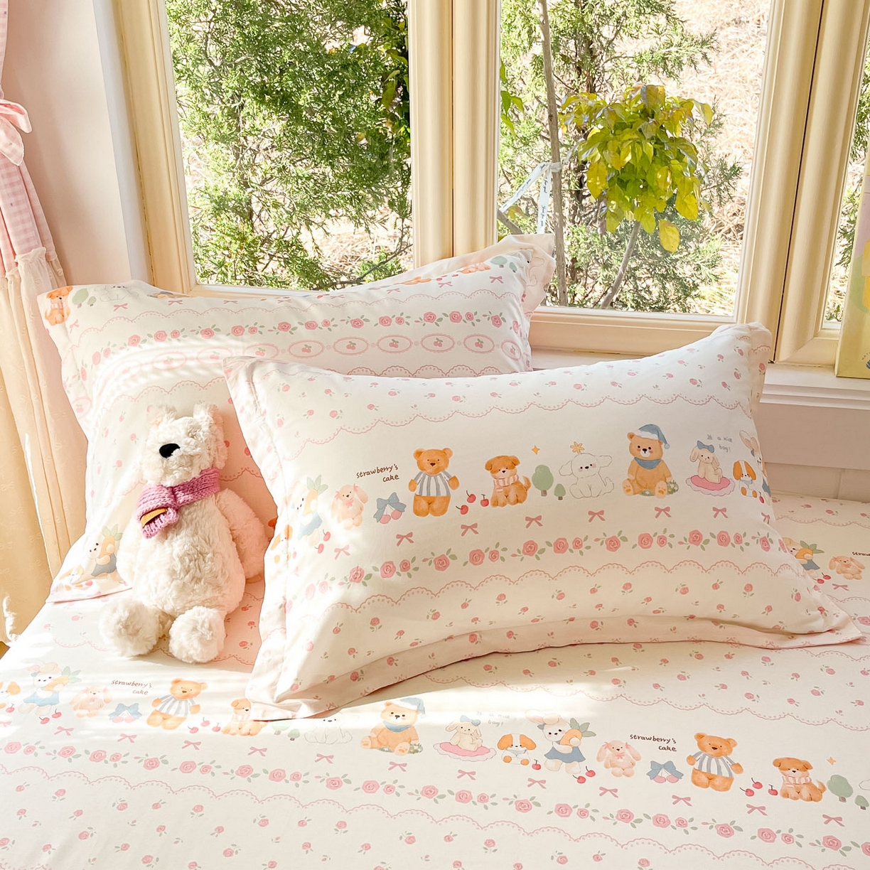 91家纺网 家纺一手货源 找家纺 莱通家纺 2026春夏新款全棉12868印花四件套单品系列-单床笠 可颂日记