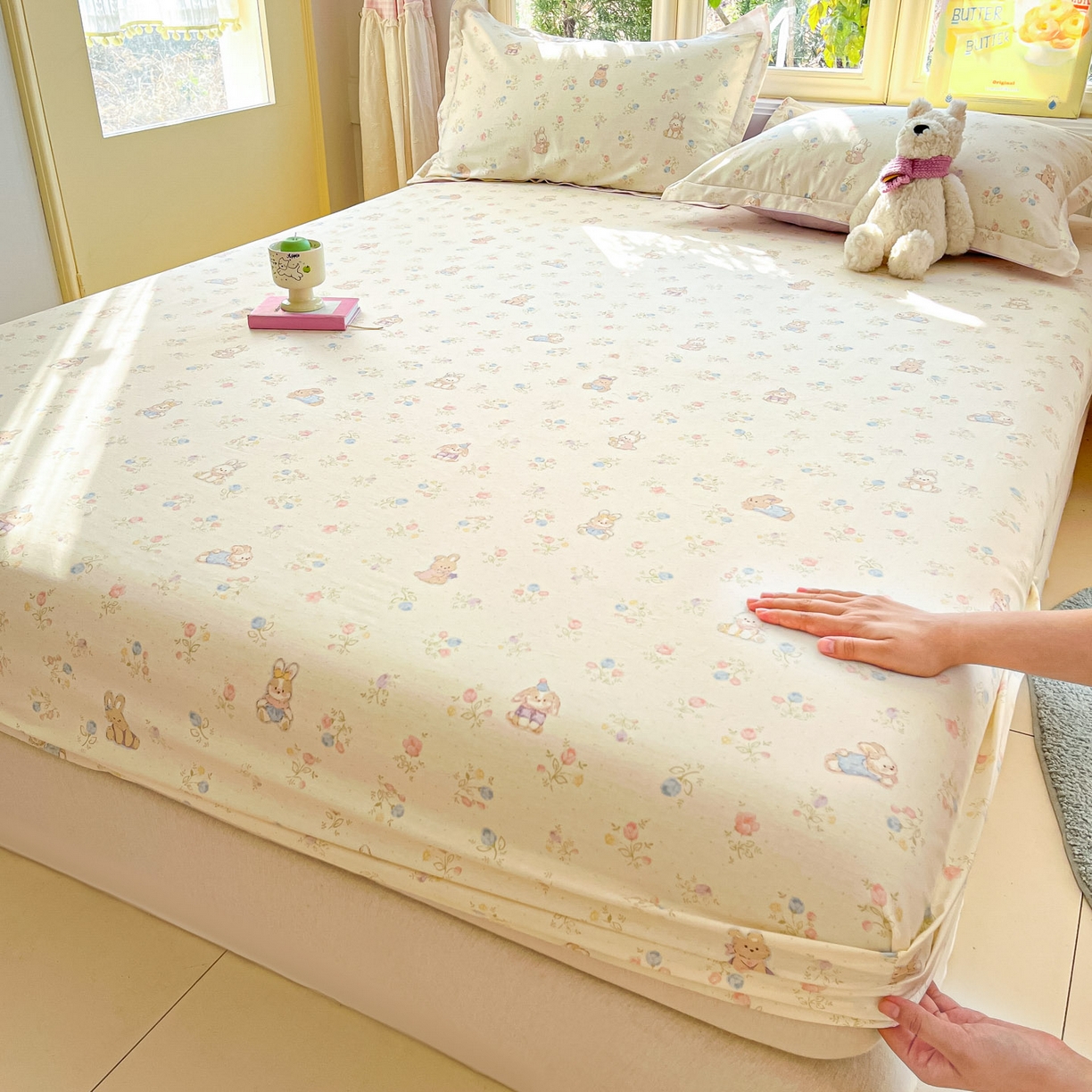 91家纺网 家纺一手货源 找家纺 莱通家纺 2026春夏新款全棉12868印花四件套单品系列-单床笠 浪花轻歌