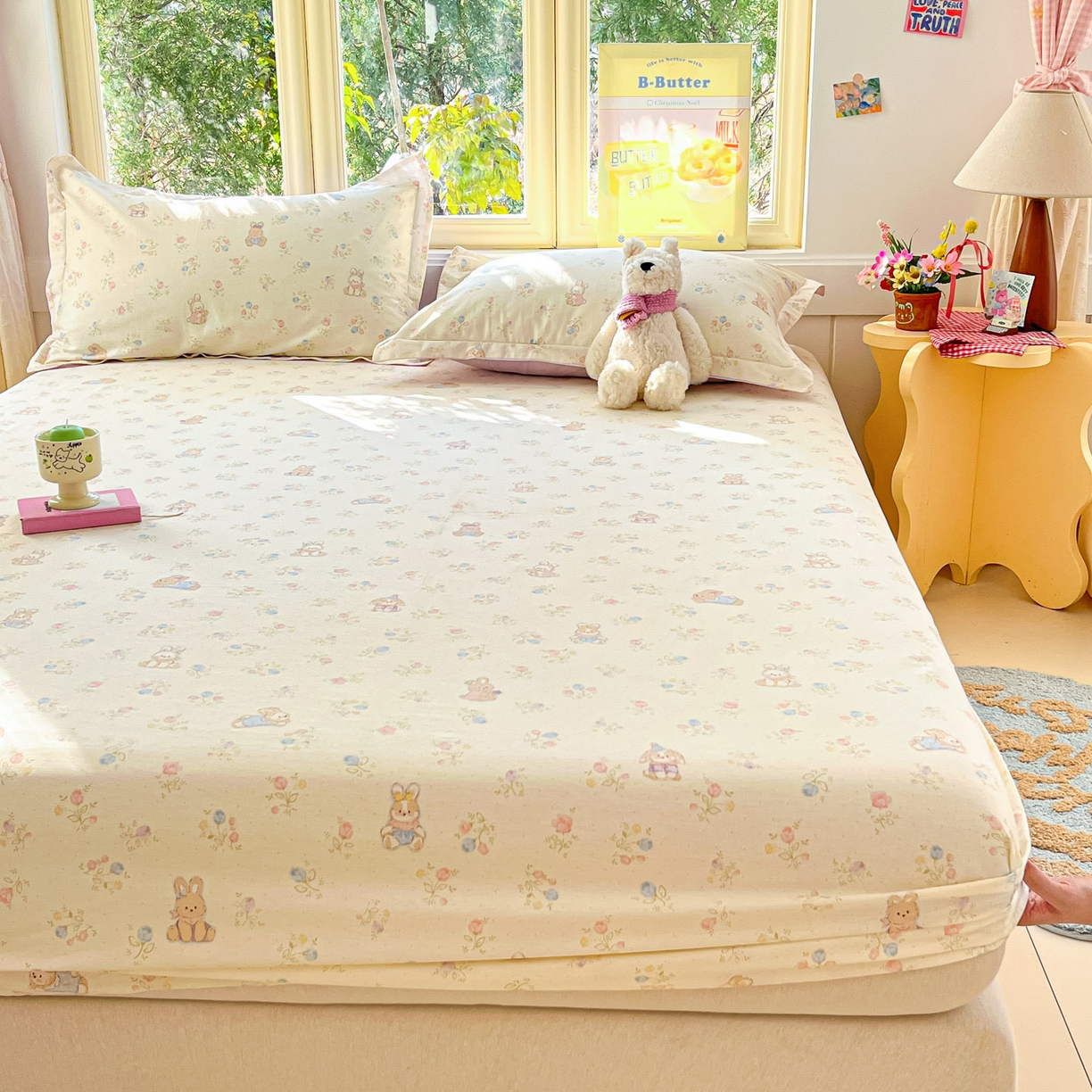 91家纺网 家纺一手货源 找家纺 莱通家纺 2026春夏新款全棉12868印花四件套单品系列-单床笠 浪花轻歌