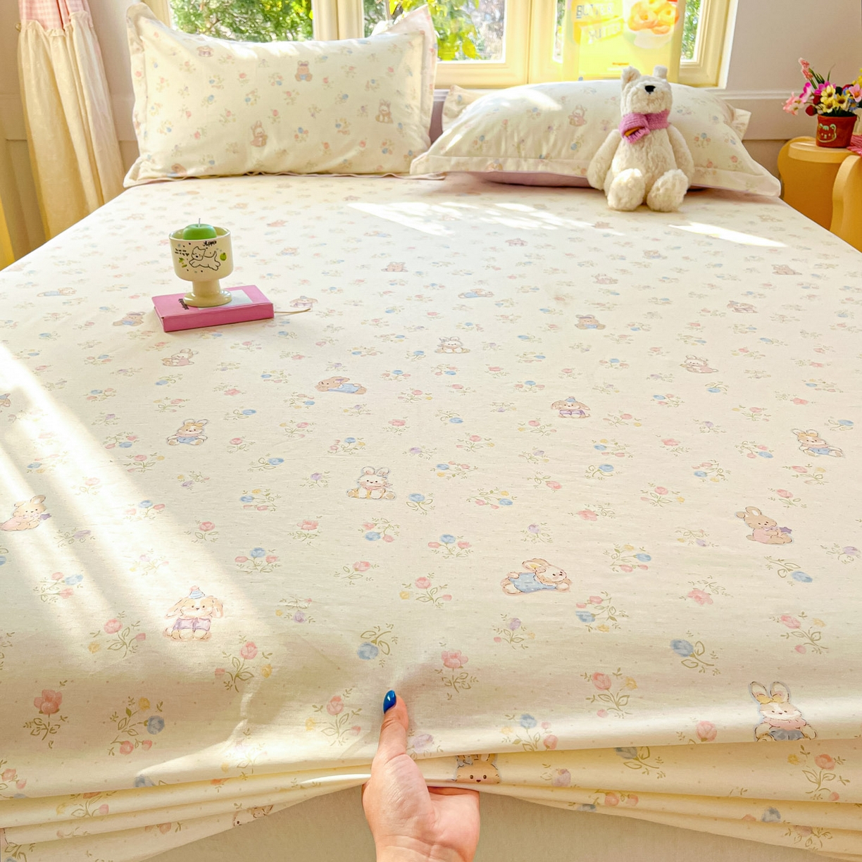 91家纺网 家纺一手货源 找家纺 莱通家纺 2026春夏新款全棉12868印花四件套单品系列-单床笠 浪花轻歌