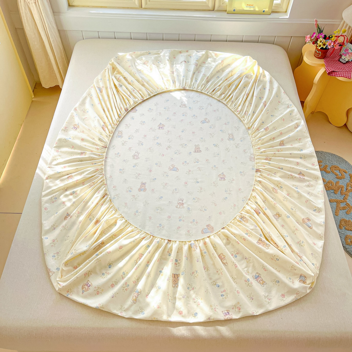 91家纺网 家纺一手货源 找家纺 莱通家纺 2026春夏新款全棉12868印花四件套单品系列-单床笠 浪花轻歌