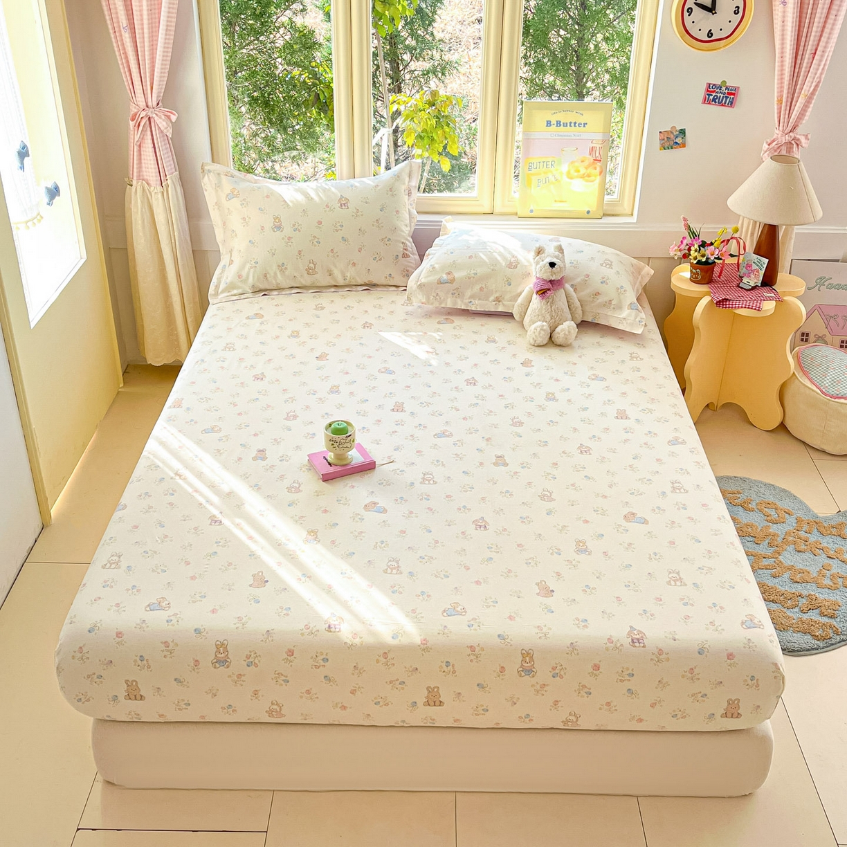 91家纺网 家纺一手货源 找家纺 莱通家纺 2026春夏新款全棉12868印花四件套单品系列-单床笠 浪花轻歌