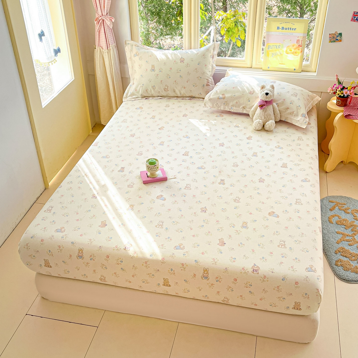 91家纺网 家纺一手货源 找家纺 莱通家纺 2026春夏新款全棉12868印花四件套单品系列-单床笠 浪花轻歌