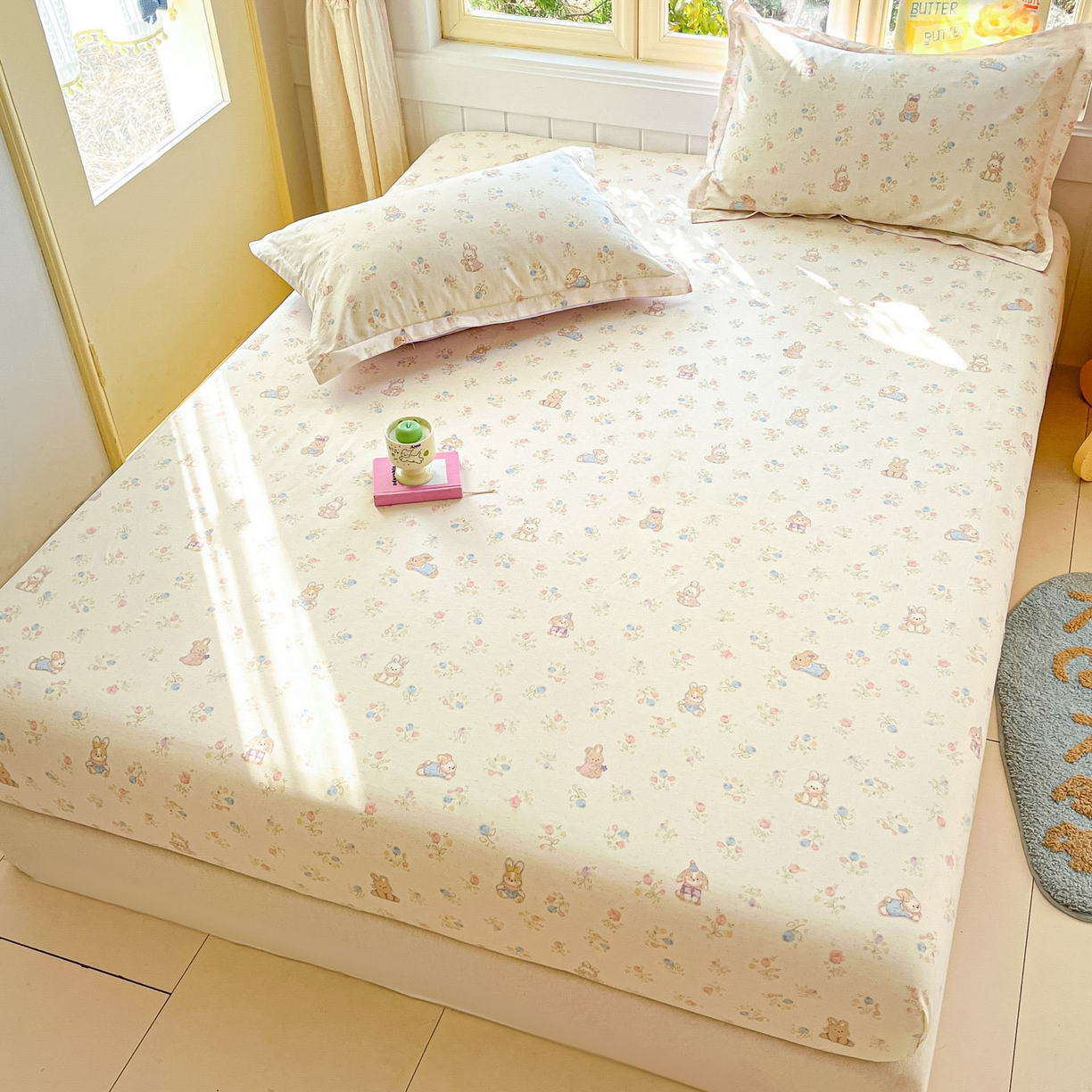 91家纺网 家纺一手货源 找家纺 莱通家纺 2026春夏新款全棉12868印花四件套单品系列-单床笠 浪花轻歌