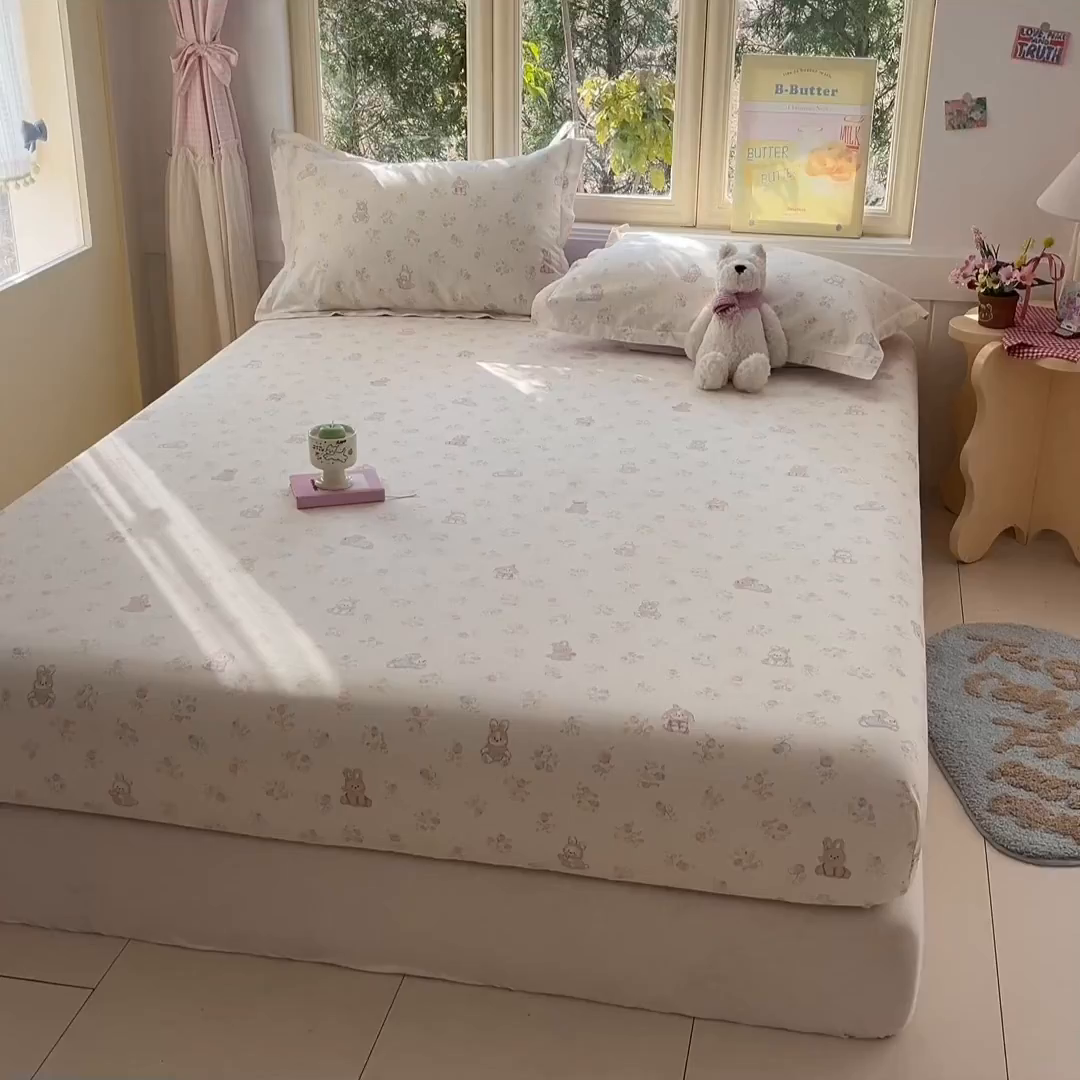 91家纺网 家纺一手货源 找家纺 莱通家纺 2026春夏新款全棉12868印花四件套单品系列-单床笠 浪花轻歌