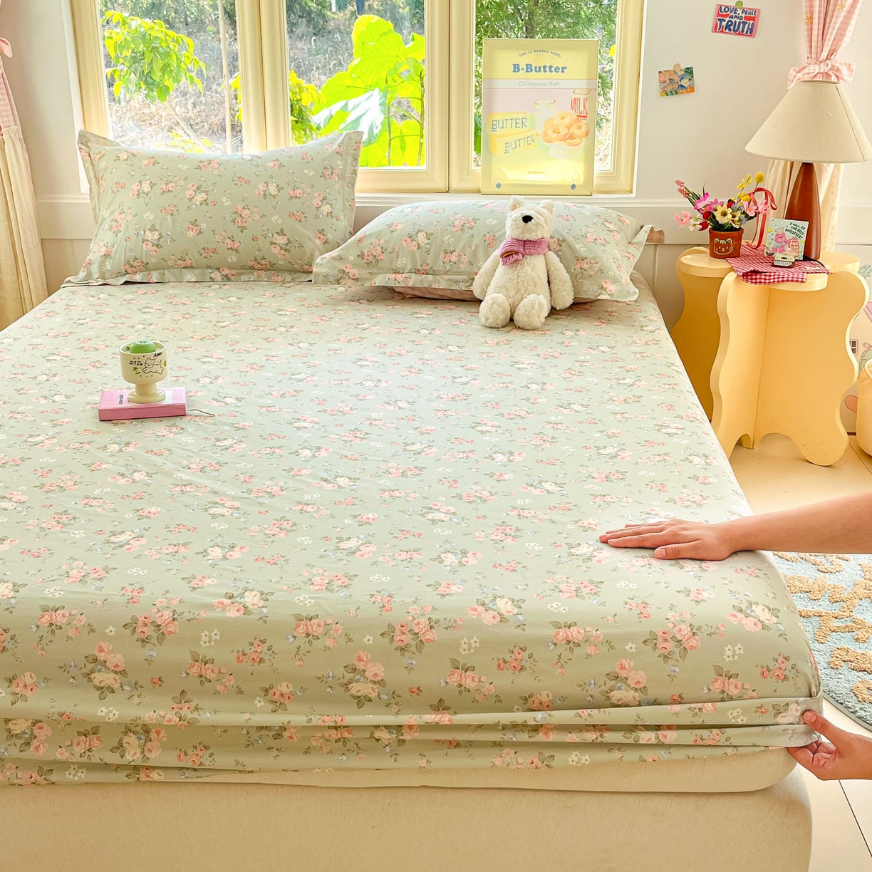 莱通家纺 2026春夏新款全棉12868印花四件套单品系列-单床笠 璃光浅梦