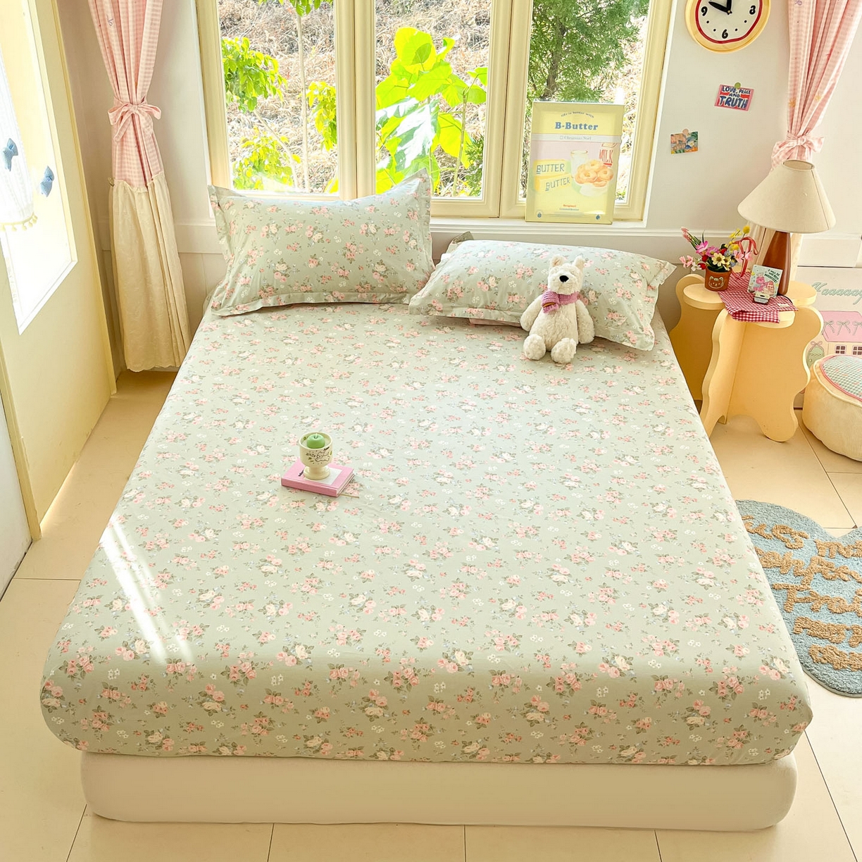 91家纺网 家纺一手货源 找家纺 莱通家纺 2026春夏新款全棉12868印花四件套单品系列-单床笠 璃光浅梦