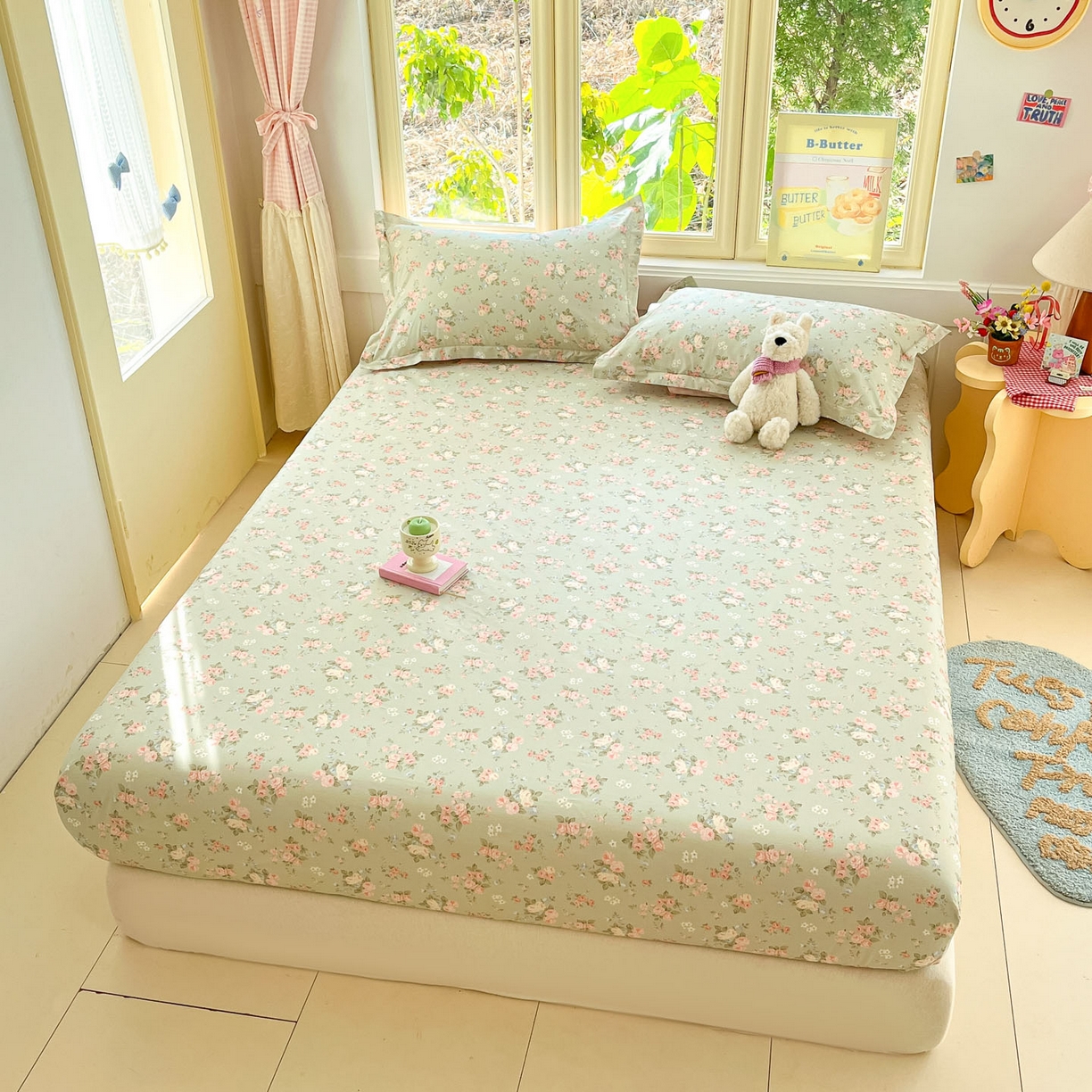 91家纺网 家纺一手货源 找家纺 莱通家纺 2026春夏新款全棉12868印花四件套单品系列-单床笠 璃光浅梦