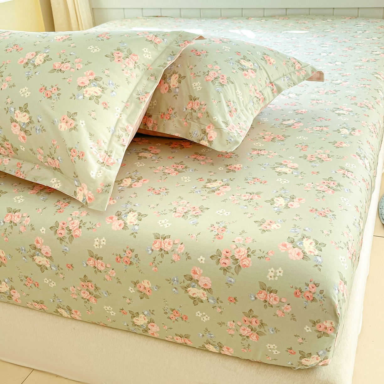 91家纺网 家纺一手货源 找家纺 莱通家纺 2026春夏新款全棉12868印花四件套单品系列-单床笠 璃光浅梦