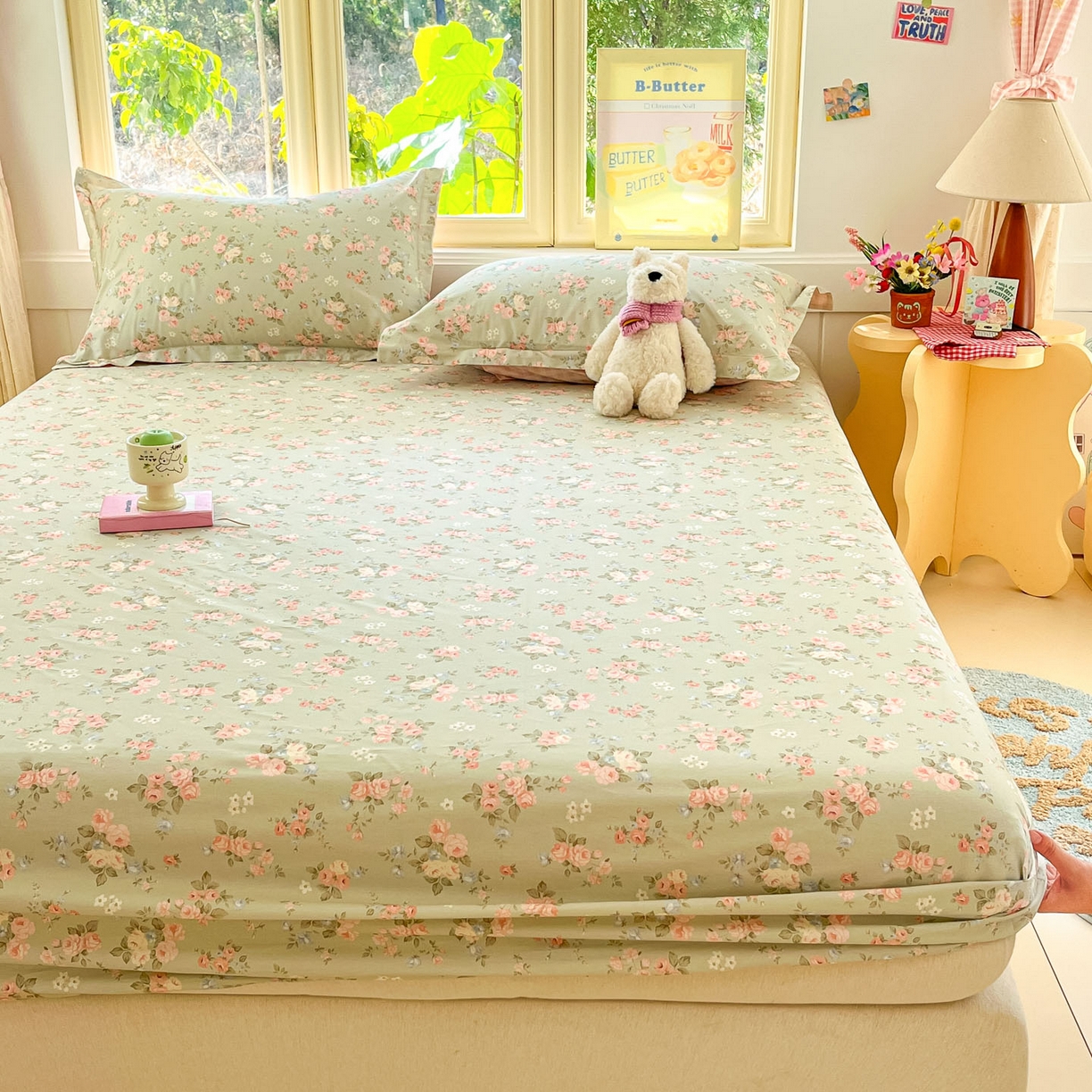 91家纺网 家纺一手货源 找家纺 莱通家纺 2026春夏新款全棉12868印花四件套单品系列-单床笠 璃光浅梦