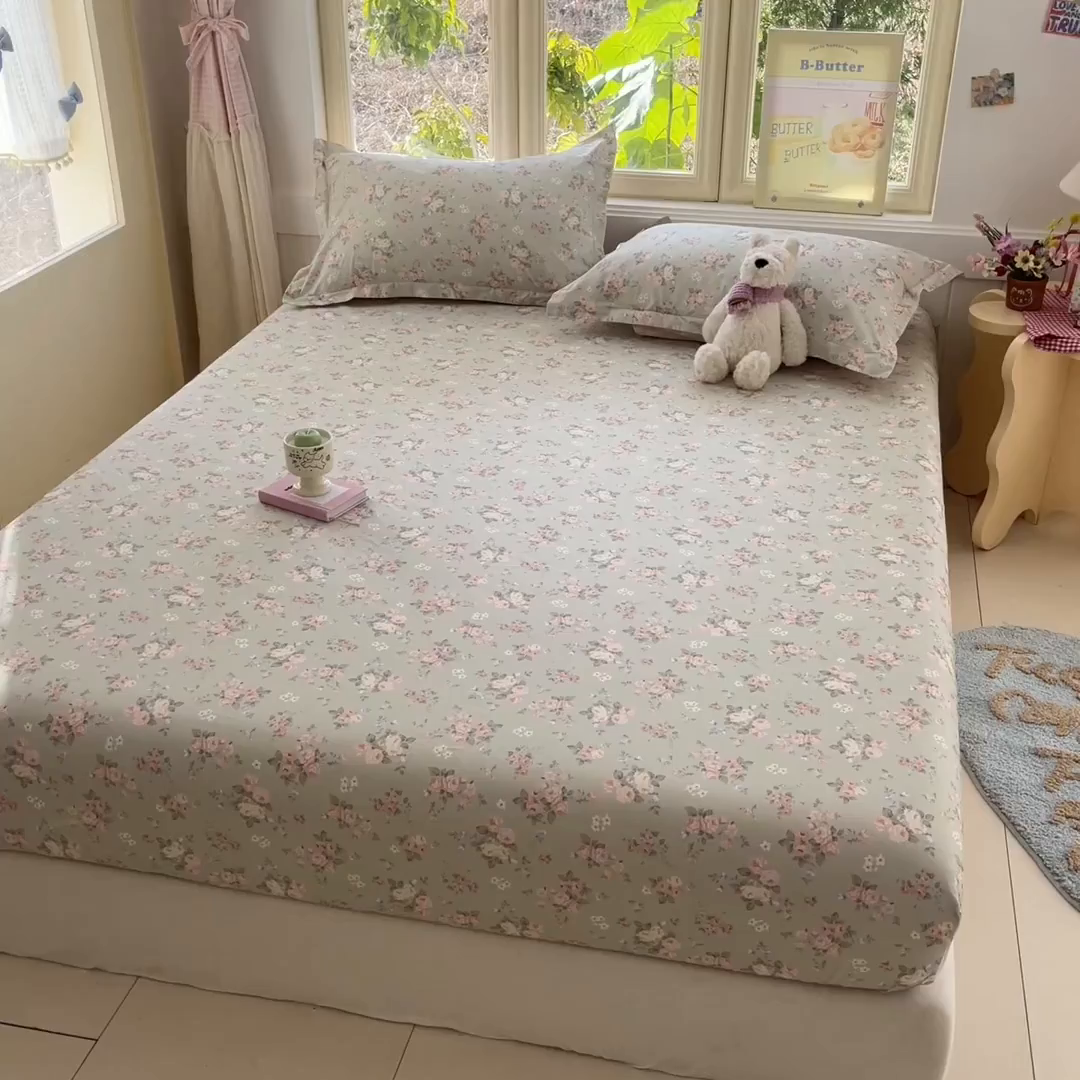 91家纺网 家纺一手货源 找家纺 莱通家纺 2026春夏新款全棉12868印花四件套单品系列-单床笠 璃光浅梦