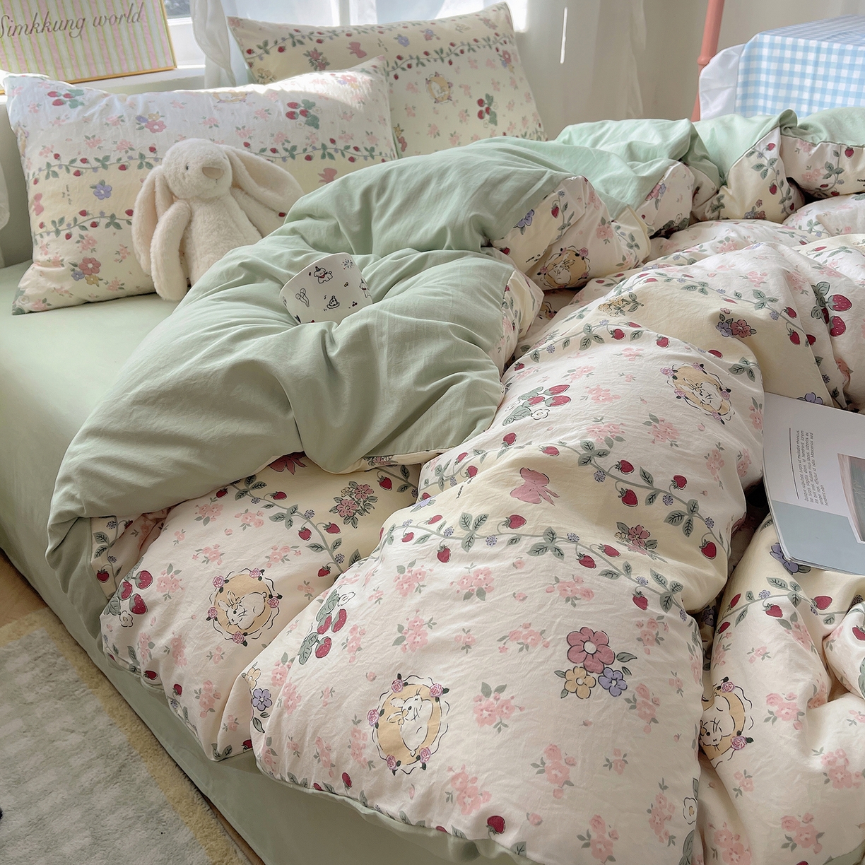 91家纺网 家纺一手货源 找家纺 （总）沐芷 2026 A类105g水洗棉四件套超柔手感床上宿舍三件套床单被套