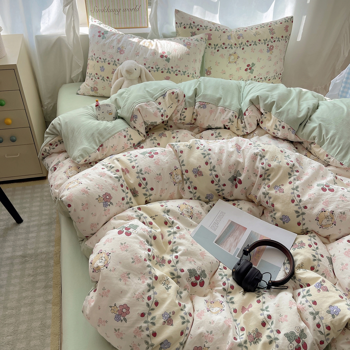 91家纺网 家纺一手货源 找家纺 （总）沐芷 2026 A类105g水洗棉四件套超柔手感床上宿舍三件套床单被套