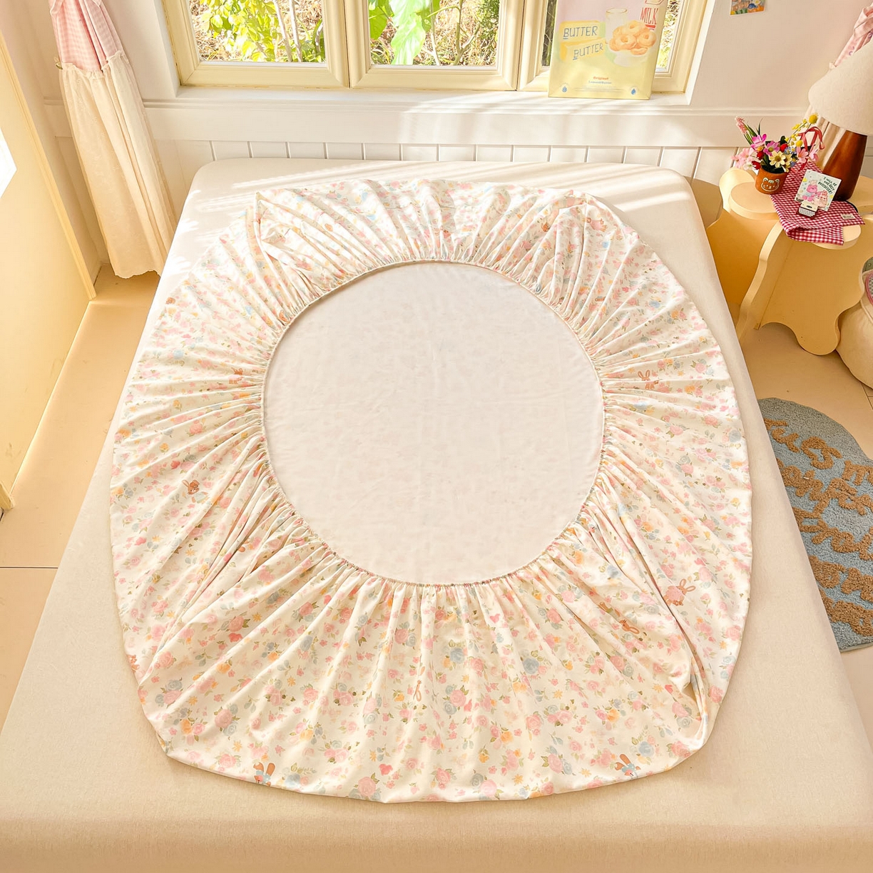 91家纺网 家纺一手货源 找家纺 莱通家纺 2026春夏新款全棉12868印花四件套单品系列-单床笠 梦露乐园