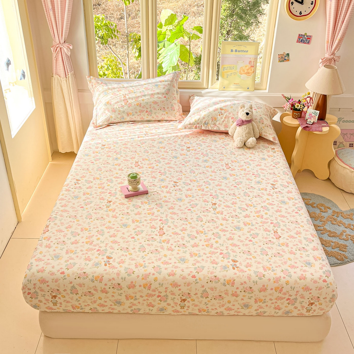 91家纺网 家纺一手货源 找家纺 莱通家纺 2026春夏新款全棉12868印花四件套单品系列-单床笠 梦露乐园