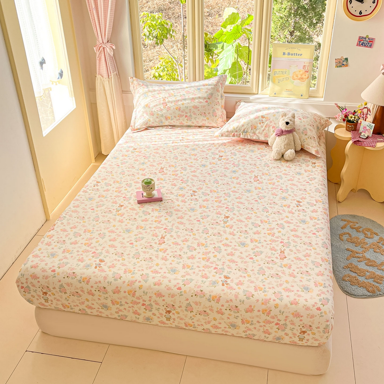 91家纺网 家纺一手货源 找家纺 莱通家纺 2026春夏新款全棉12868印花四件套单品系列-单床笠 梦露乐园