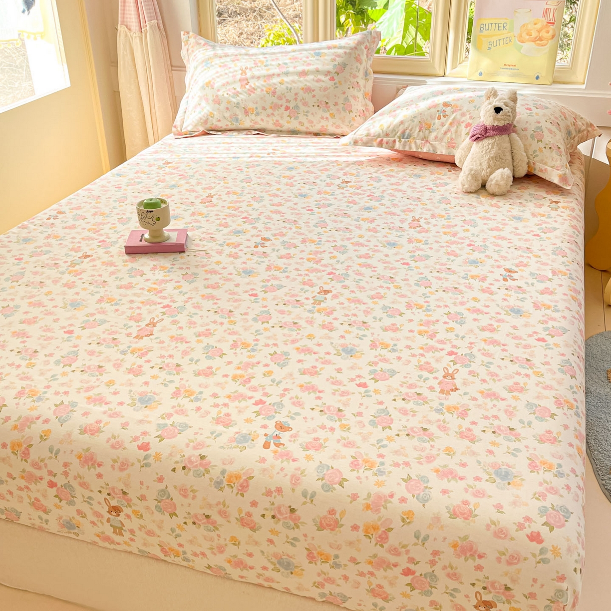 91家纺网 家纺一手货源 找家纺 莱通家纺 2026春夏新款全棉12868印花四件套单品系列-单床笠 梦露乐园