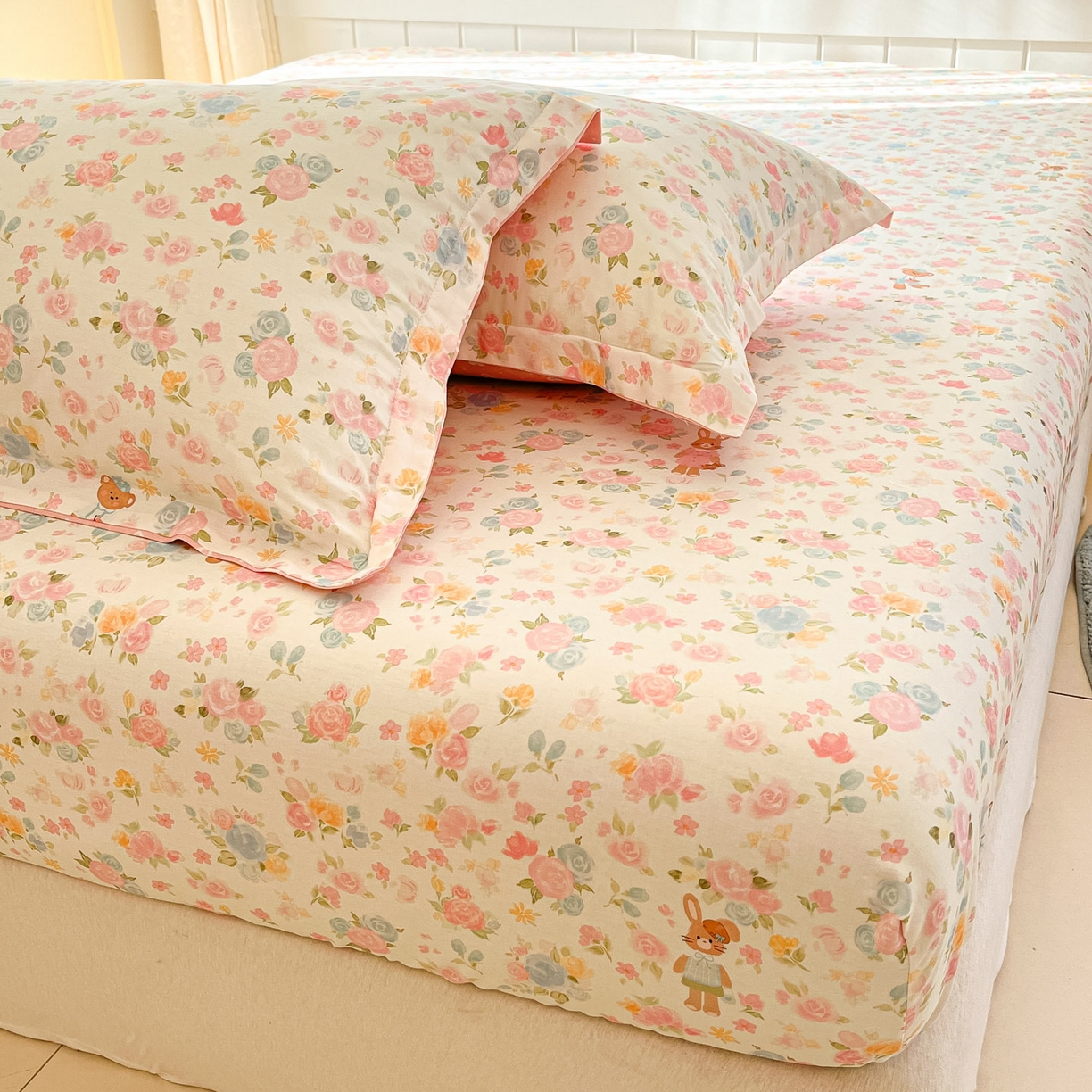 91家纺网 家纺一手货源 找家纺 莱通家纺 2026春夏新款全棉12868印花四件套单品系列-单床笠 梦露乐园