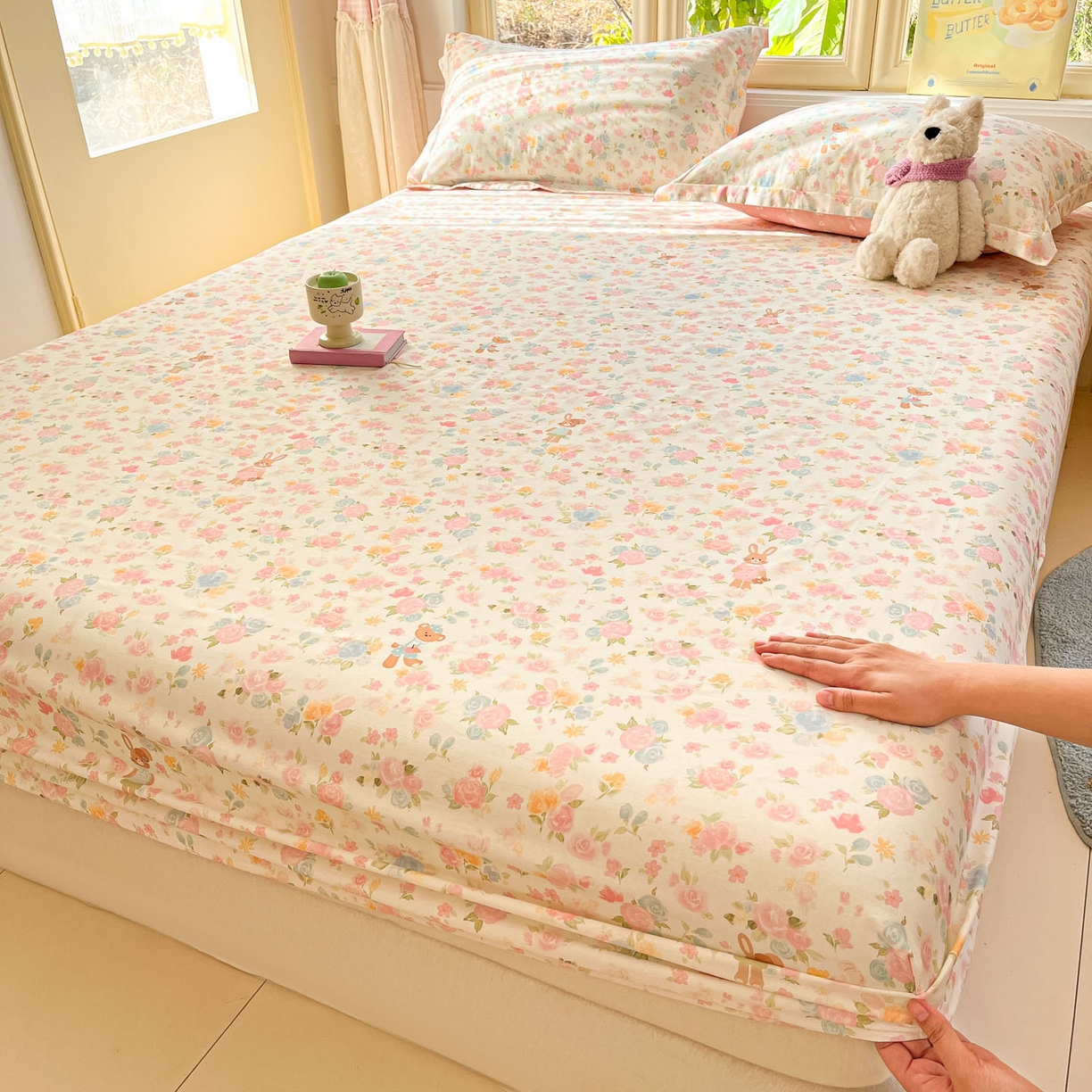 91家纺网 家纺一手货源 找家纺 莱通家纺 2026春夏新款全棉12868印花四件套单品系列-单床笠 梦露乐园