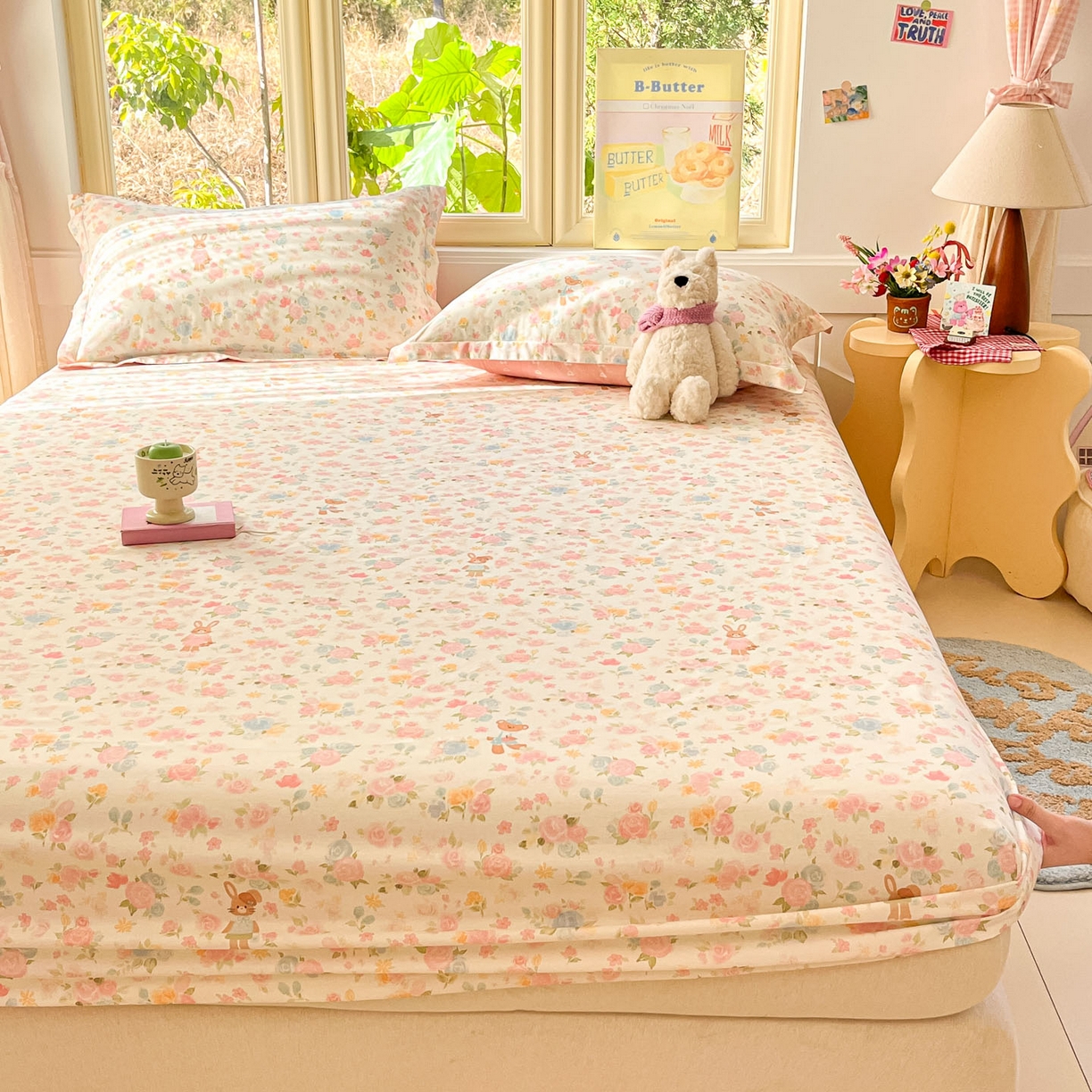 91家纺网 家纺一手货源 找家纺 莱通家纺 2026春夏新款全棉12868印花四件套单品系列-单床笠 梦露乐园