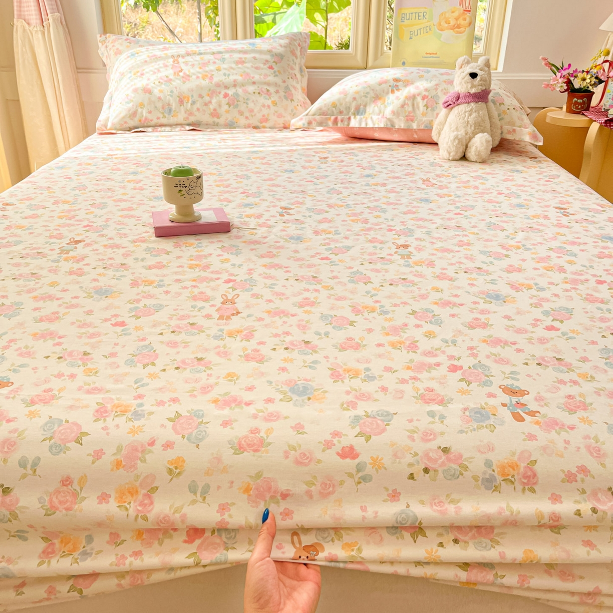 91家纺网 家纺一手货源 找家纺 莱通家纺 2026春夏新款全棉12868印花四件套单品系列-单床笠 梦露乐园