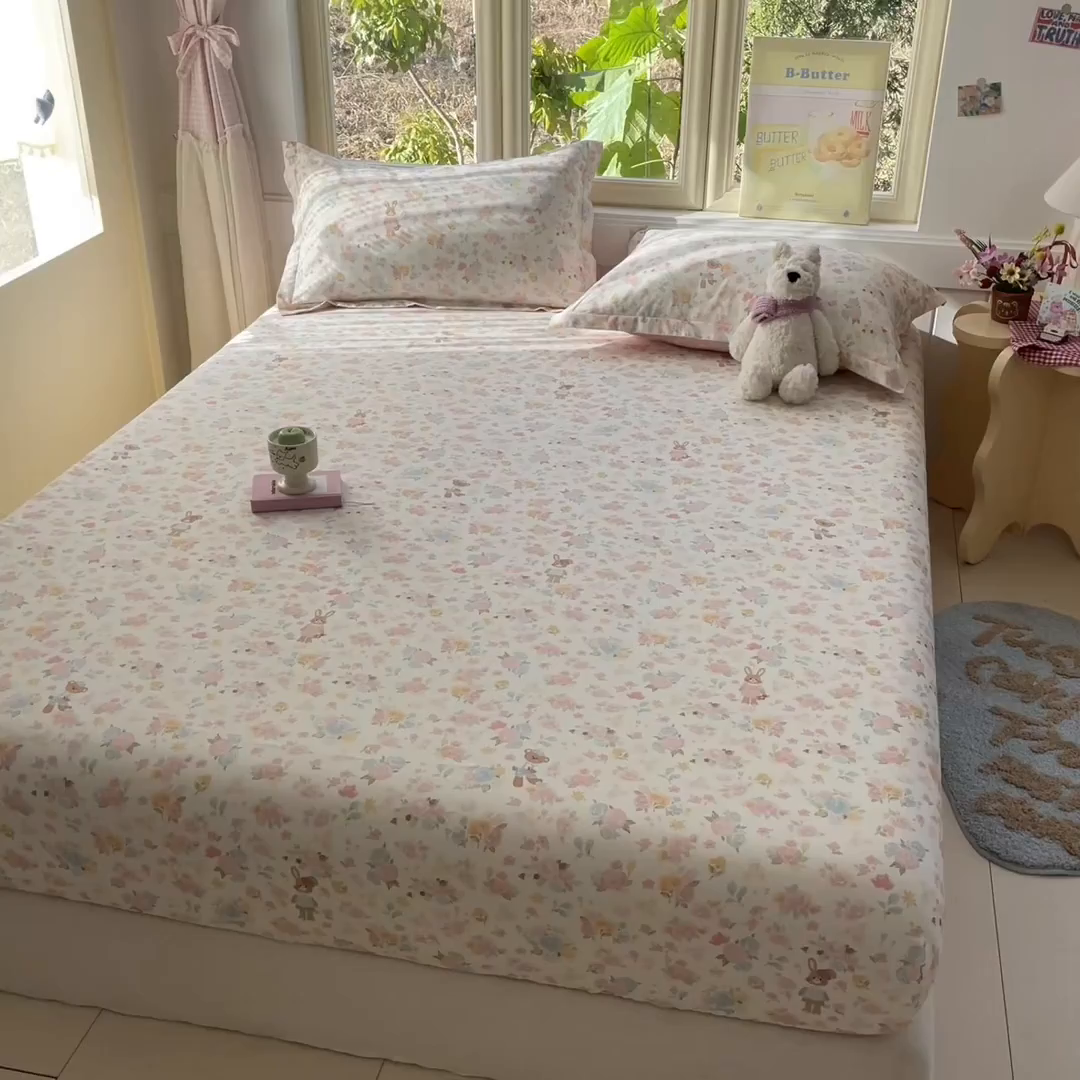 91家纺网 家纺一手货源 找家纺 莱通家纺 2026春夏新款全棉12868印花四件套单品系列-单床笠 梦露乐园