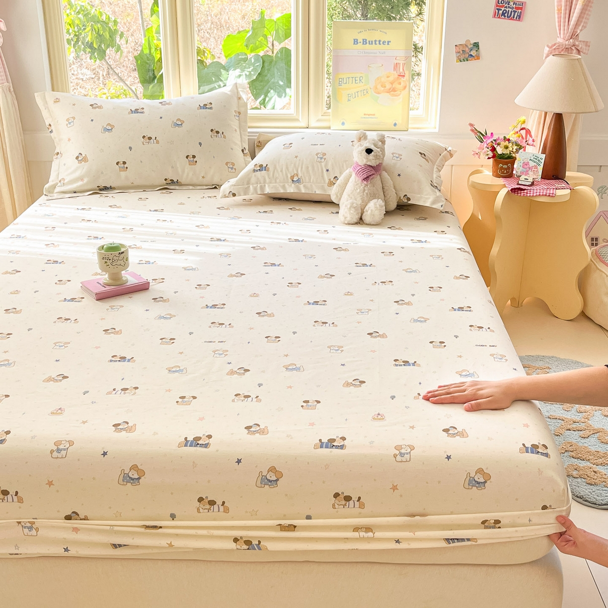 莱通家纺 2026春夏新款全棉12868印花四件套单品系列-单床笠 魔法小柴