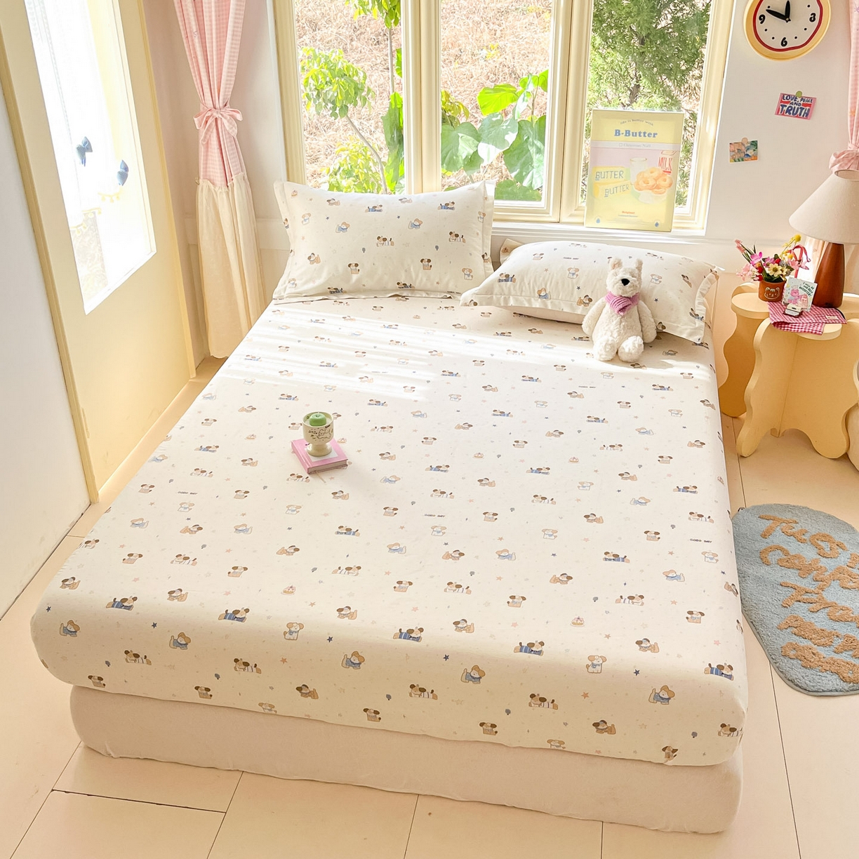 91家纺网 家纺一手货源 找家纺 莱通家纺 2026春夏新款全棉12868印花四件套单品系列-单床笠 魔法小柴