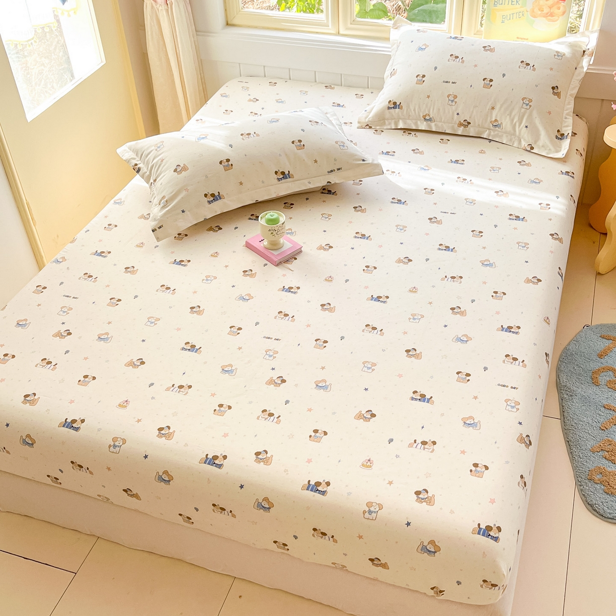 91家纺网 家纺一手货源 找家纺 莱通家纺 2026春夏新款全棉12868印花四件套单品系列-单床笠 魔法小柴